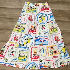 Haver & Blair London skirt is a  linen rayon maxi skirt white Italian postcard M